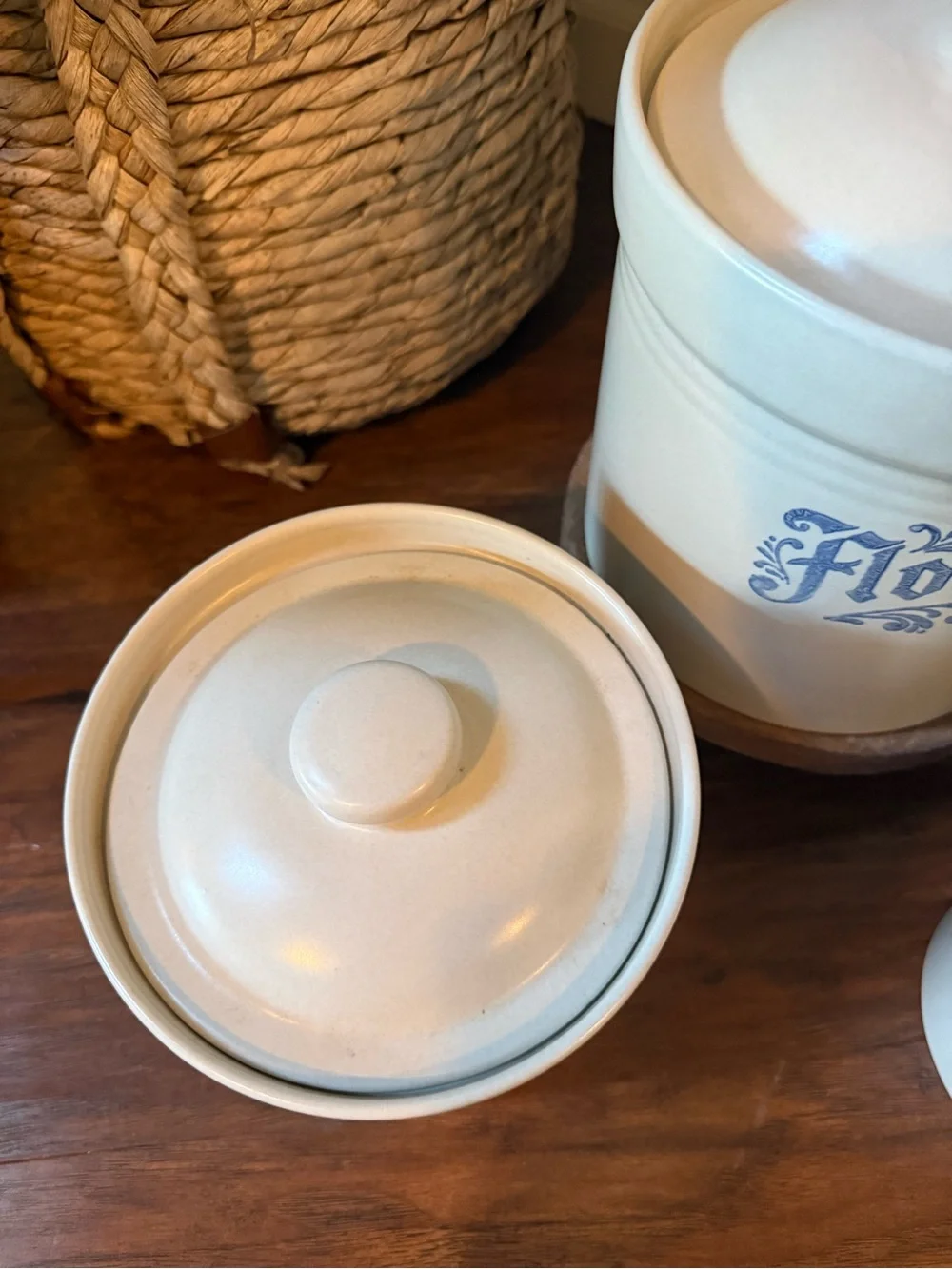 Vintage Pfaltzgraff Yorktowne Canister Set of 3 USA Flour Sugar Coffee Copyright